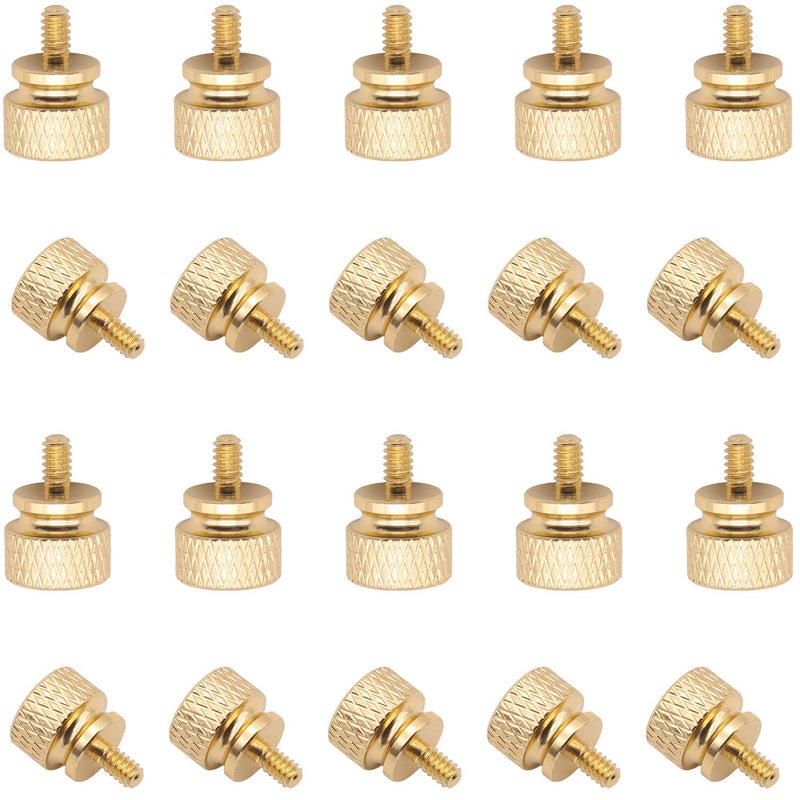 Powlankou 20 Pieces 6#-32 Computer Case Screws, Anodized Aluminum Thumbscrews, Fully Threaded Knurled Thumbscrews, Thumb Screws (Gold) - Image 1